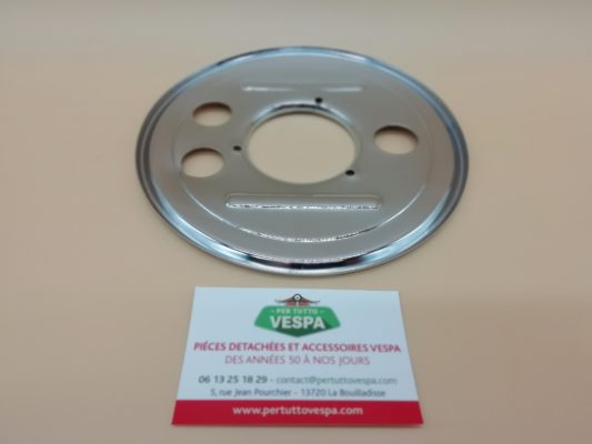 Flasque de tambour arrière (porte mâchoires) chromé pour Vespa Sprint / Gtr / Rally / Ts / Px / T5 roue de 10 pouces