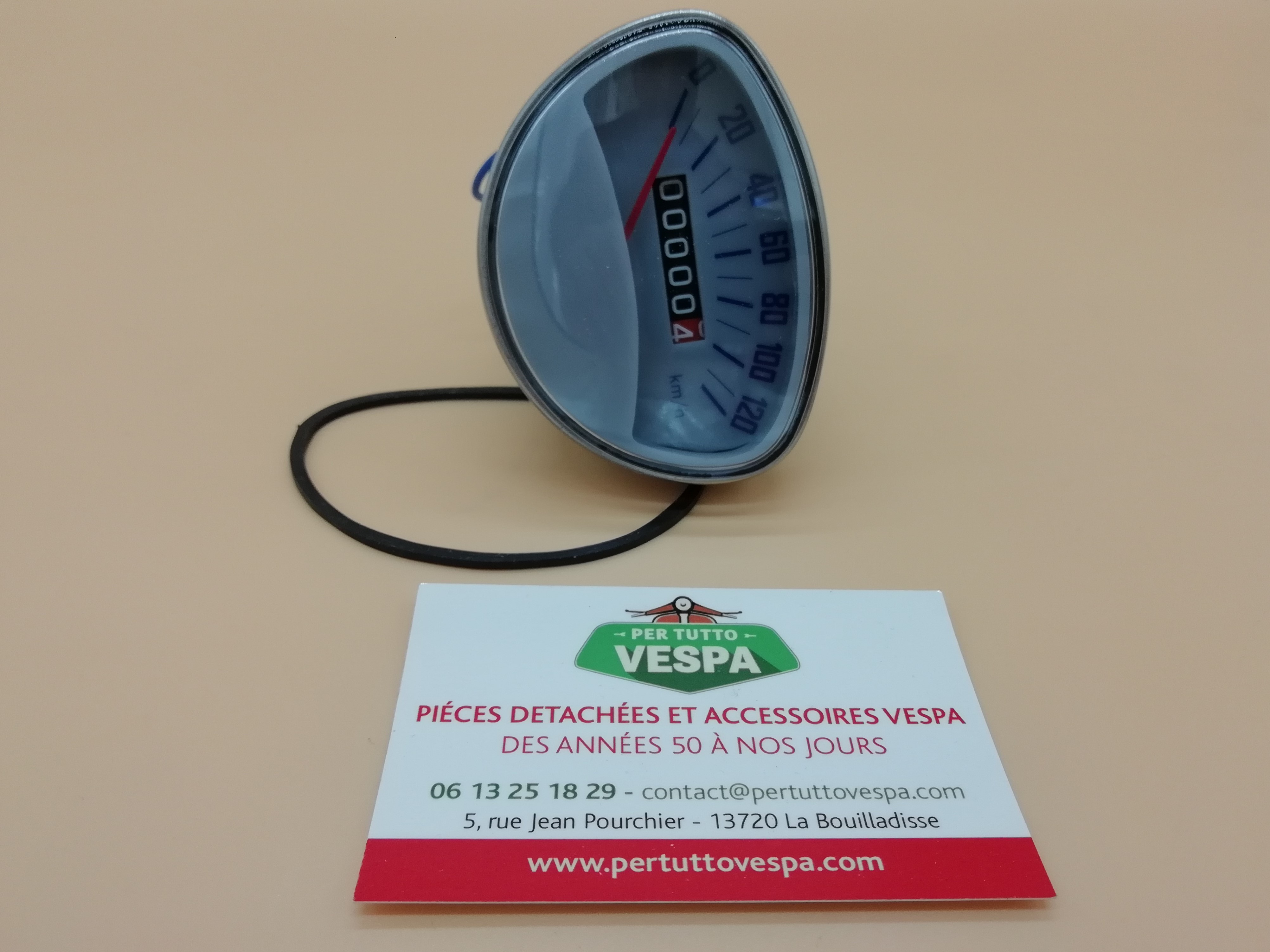 Compteur De Vitesse Noir 0-120 Km/h Pour Vespa Primavera Rally - Neuf, Marque ABM