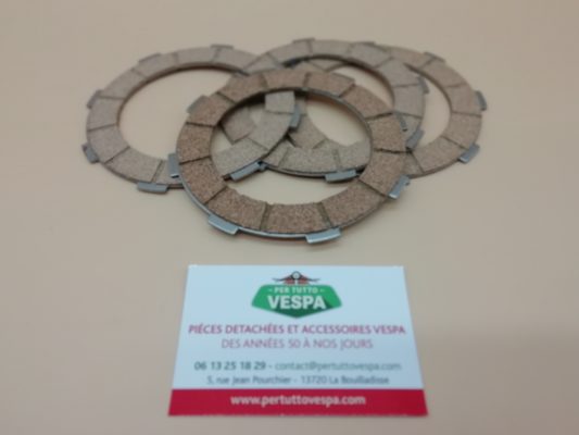Set de 4 disques d'embrayage pour Vespa PX 125 / 150 / 200 / Arco / Modèle avec le frein à disque / Cosa 125 / 150 / 200