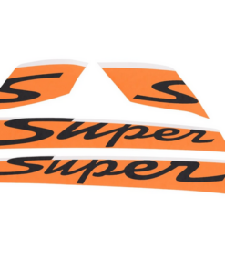 Kit de stickers - autocollants latéraux (aile + garde boue) pour vespa gts super orange/noir