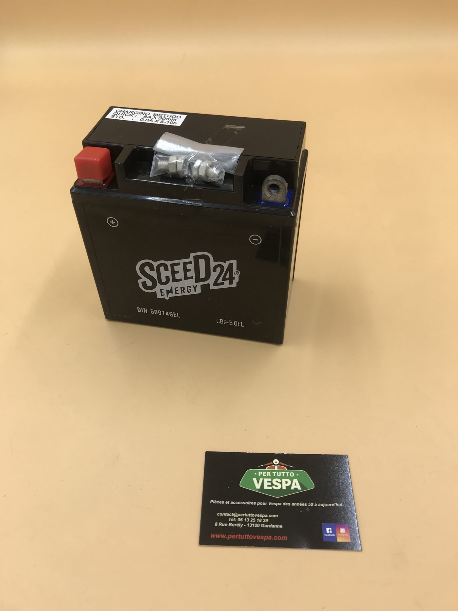 Batterie GEL 12V 9A pour vespa PX (sans entretien) YB9B (135x75x139