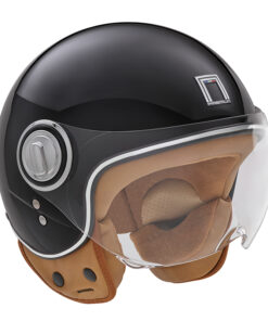 Casque NOX jet Idol noir brillant avec visière taille L