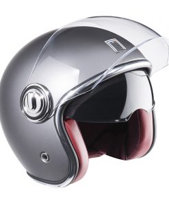 Casque NOX jet Héritage gris mate avec visière transparente et une 2éme visière intégrée fumée - taille M