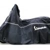 Housse de protection Piaggio pour vespa grosses coques type PX - T5 - GTR -Rally ... et aussi les modernes : primavera - LX - Sprint.  / Noire avec logo Vespa blanc