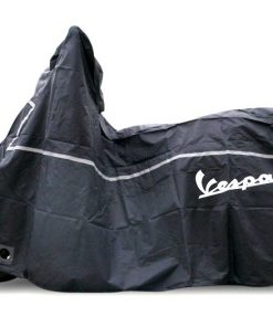Housse de protection Piaggio pour vespa grosses coques type PX - T5 - GTR -Rally ... et aussi les modernes : primavera - LX - Sprint.  / Noire avec logo Vespa blanc