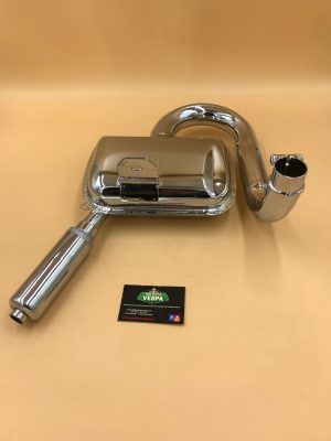 Pot d'échappement chromé avec silencieux démontable pour Vespa 125 TS/ GTR / GT /​ VNA / VBA / Sprint /​ PX 80-125-150 ...