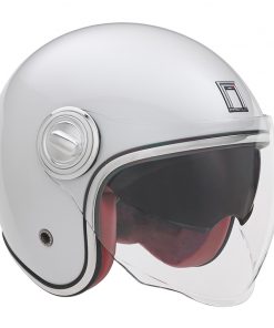 Casque NOX jet Héritage blanc nacré avec visière transparente et une 2éme visière intégrée fumée - taille M