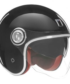 Casque NOX jet Héritage Noir brillant avec visière transparente et une 2éme visière intégrée fumée - taille L
