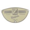 Plaque des mines pour vespa ACMA 125 55-58 / 60x34 mm aluminium  beige fixation 3 rivets