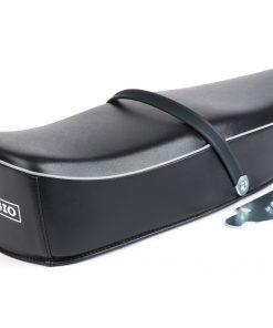 Selle confort noire pour vespa GT / GTR / TS / GL150 / ... vendue avec platine de fixation arrière - Avec logo Piaggio arrière