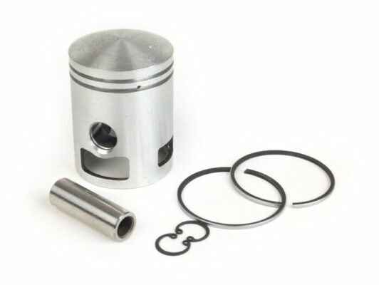 Piston complet D: 52,5mm pour  LML 125 2T - Vespa Super 125 (n° de moteur 412374-), TS 125 (n° de moteur 18139-), GTR 125 (n° de moteur 145901-) (version 3 transferts) segments 52,5 x 2 mm