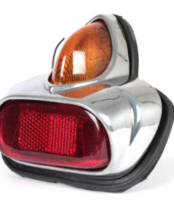 Feu arrière cadre métal eco pour Vespa VNA2T, VBA1T, GS150 / GS3 - avec feu stop orange - livré avec joint noir et ampoules