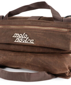 Sacoche (sac) à outils en coton ciré marron, avec poches de rangements et sangle (très belle qualité avec un look vintage)