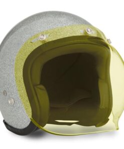 Visière de casque Jet "Bubble" couleur jaune, pour casque avec 3 points de fixations sur le haut