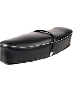 Selle noire à ressorts Aquila Continentale (avec passe poil gris) pour Vespa grosse coque - VBB - VBA ... et sprint, GTR, Type N, super ... se monte aussi sur PX avec adaptation
