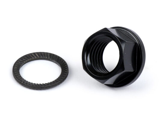 Écrou d'embrayage M12x1,50 collerette Ø=18,6mm, hauteur=9mm, taille de clé=15mm -BGM PRO- (remplace écrou crénelé, compatible avec Vespa PX, Rally180-200, Sprint, T5 125cc, Cosa1, PX 77-96...)