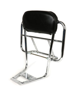 Porte bagages arrière avec dosseret  - Pour Vespa PX 80 / 125 / 150 / 200 - chromé - Adaptable sur autres grosses coques