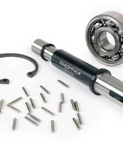 Axe du pignon élastique BGM pour Vespa PX 125-150-200, Cosa, T5 125cc - avec roulement + clip + aiguilles , bague Ø=13mm, l=121mm