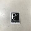 Autocollant / Sticker / logo noir et argent Piaggio pour calandre, descente de klaxon pour vespa toutes versions  (D 43 x 34 mm)