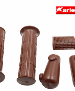 Pack complet - poignées D24 + tampons de béquilles D20 + protection pédale de frein tube carré / Marron chocolat - pour vespa Primavera / 50 / special /ET3 ...