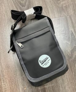 Sacoche bandoulière originale Piaggio Vespa noire-gris / D:16 x 23 x 5 cm