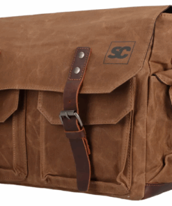 Sacoche bandoulière  en coton cirée - marron - taille 40x30x12 cm / look vintage