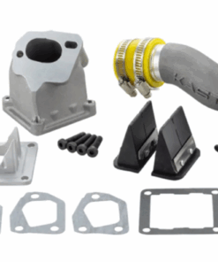 Boite à clapet -ITALKAST Double Prisme Ø28-30mm, fixation 2+3 trous- Vespa 50 / Primavera / ET3 - Ø connexion=34mm (pour carburateurs Ø28-30mm - PHBH, VHSH, PWK28, TMX30, Smartcarb 26-28)