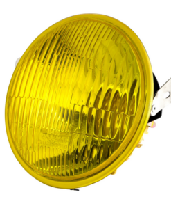 Phare avec optique jaune Siem original en verre pour vespa PX/  Livré avec porte ampoules ba20 / ba15