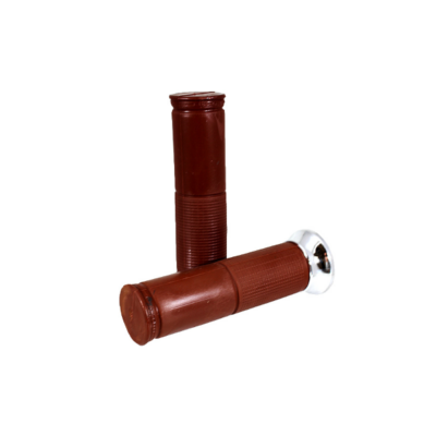 Poignées chocolat avec embout chromé pour VESPA PX  / D24mm - L126mm / Idem poignées des versions après 2011 mais sans logo vespa