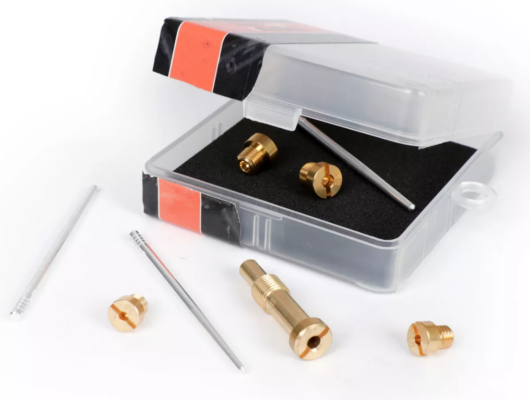Kit de réglage pour carburateur Dellorto PHBH 28, PHBH 30 - gicleurs principaux (130, 135), gicleurs secondaires (58, 60), tube de mélange (AS266), aiguilles (X3, X7, X13)