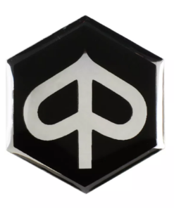 autocollant 3D noir/chrome -OEM QUALITÉ- Vespa Piaggio hexagonal - plastique autocollant pour socle vespa PX et PK