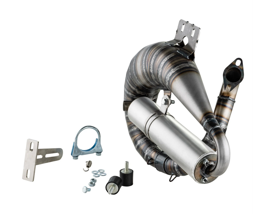 Echappement Racing EGIG Performance MAMBA S, acier non verni, Silencieux : aluminium couleur argent